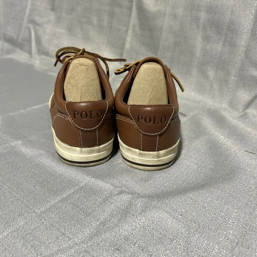 Vintage Polo Ralph Lauren Vaughn Men Shoe Sz 9D Brown Leather Sport Boat sneaker
